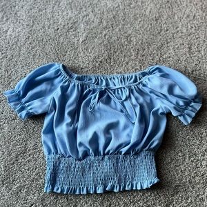 Light blue crop top blouse